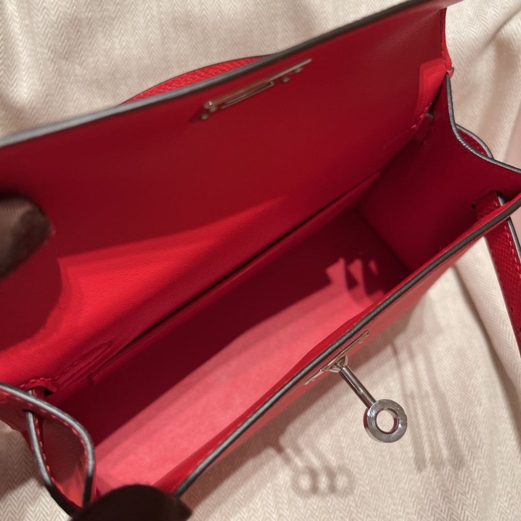 에르메스 미니 켈리백19 레드 은장 앱송